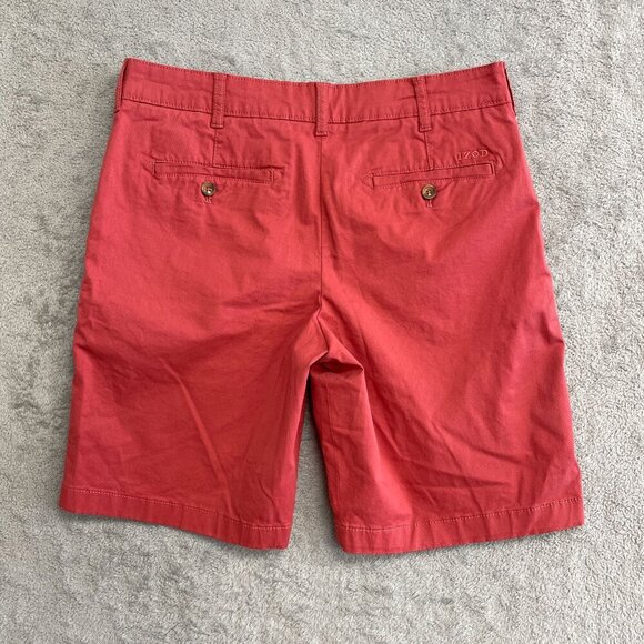 NWOT Izod Men's Size 32 x9.5 Saltwater Stretch Chino Shorts Red Cotton Blend - Picture 3 of 7
